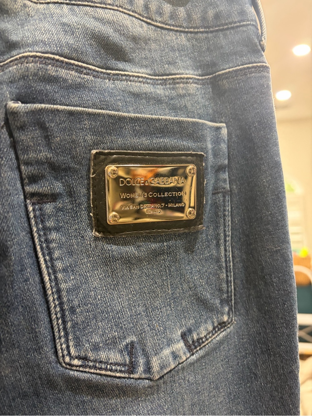 Dolce & Gabbana Women’s Dark Blue Denim Jeans with Branded Metal Plate